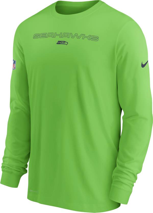 Nike Men's Seattle Seahawks Sideline Team Issue Green Long Sleeve T-Shirt