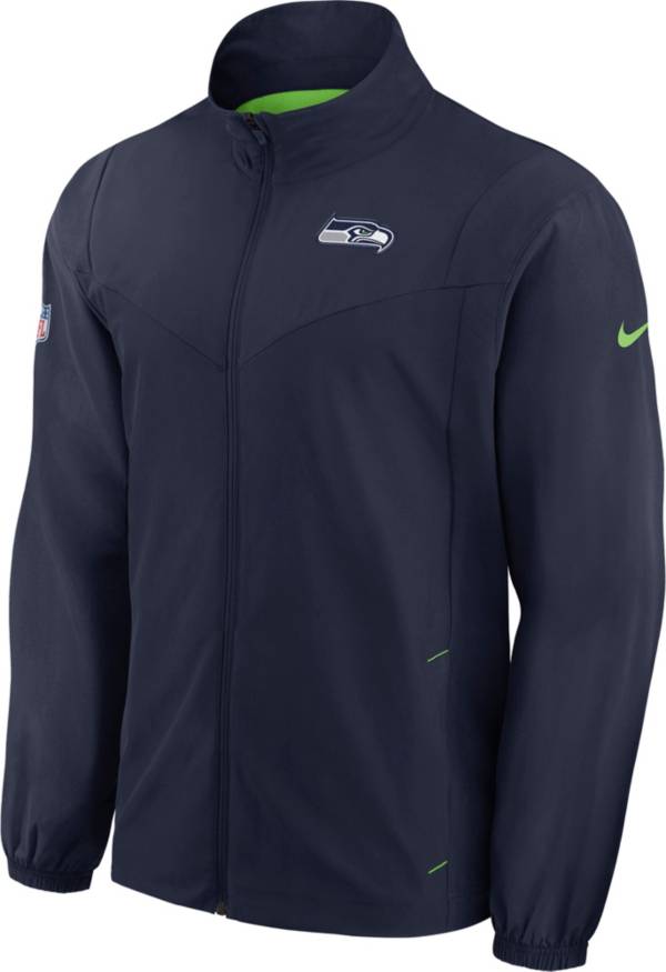 Nike Men's Seattle Seahawks Sideline Woven Full-Zip Navy Jacket