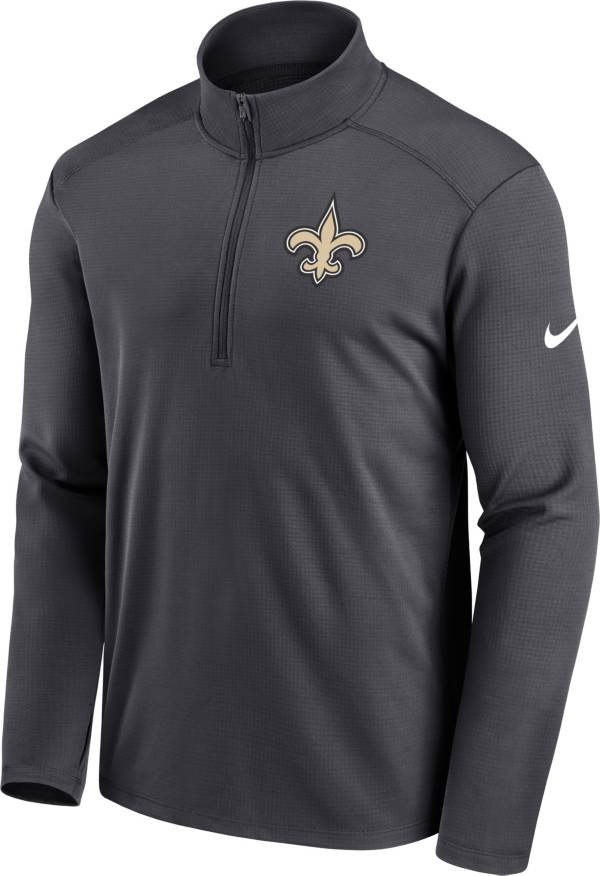 Nike Men's New Orleans Saints Logo Pacer Grey Half-Zip Pullover