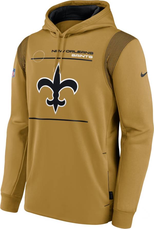 Nike Men's New Orleans Saints Sideline Therma-FIT Gold Pullover Hoodie