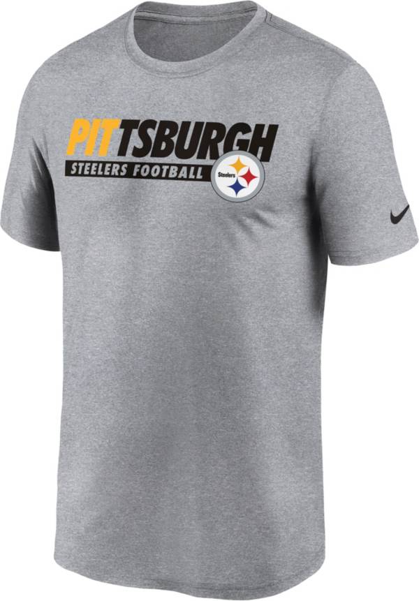 Nike Men's Pittsburgh Steelers Club Wordmark Legend Grey T-Shirt