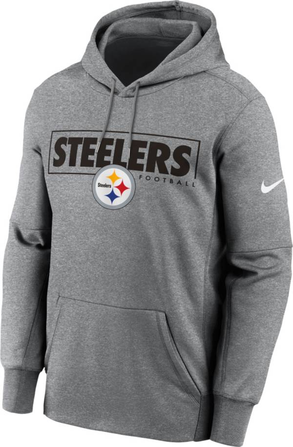 Nike Men's Pittsburgh Steelers Left Chest Therma-FIT Grey Hoodie