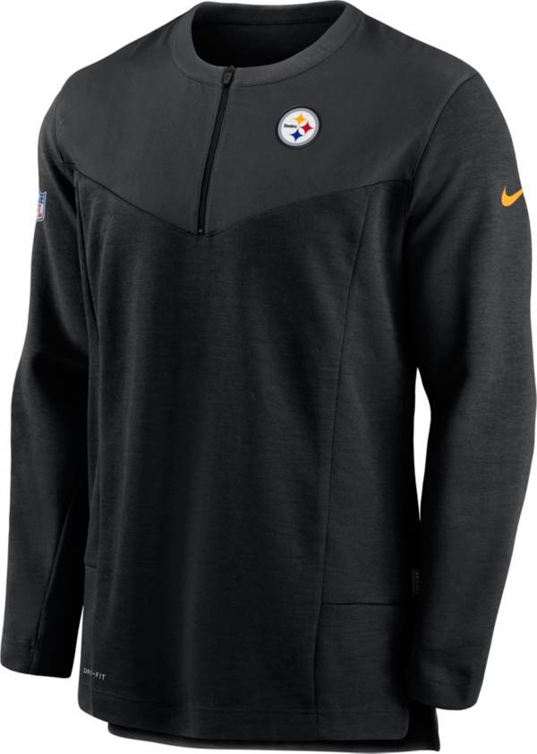 Nike Men's Pittsburgh Steelers Sideline Coach Half-Zip Black Pullover