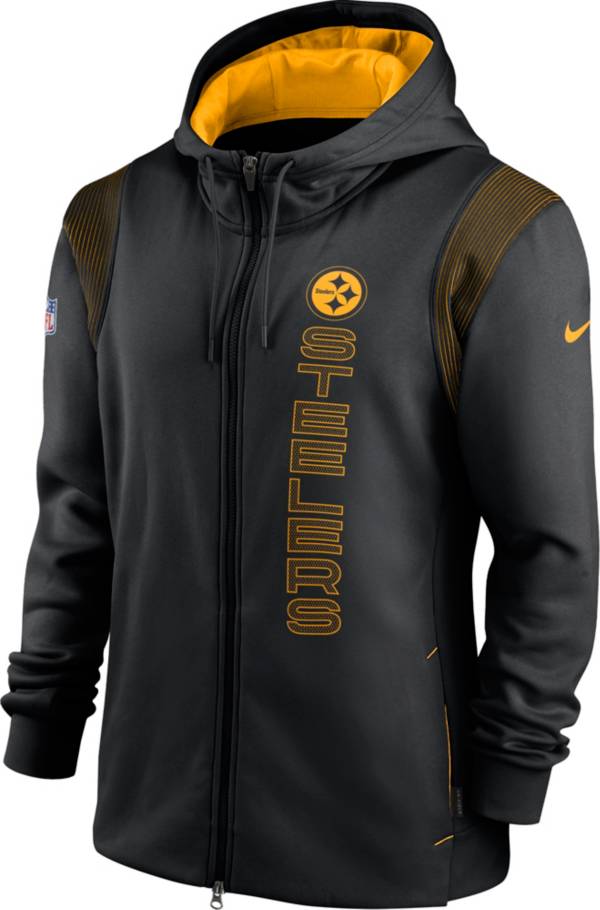 Nike Men's Pittsburgh Steelers Sideline Therma-FIT Full-Zip Black Hoodie