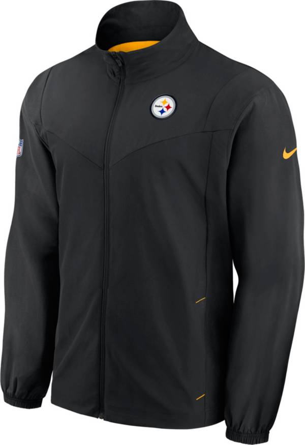Nike Men's Pittsburgh Steelers Sideline Woven Full-Zip Black Jacket product image