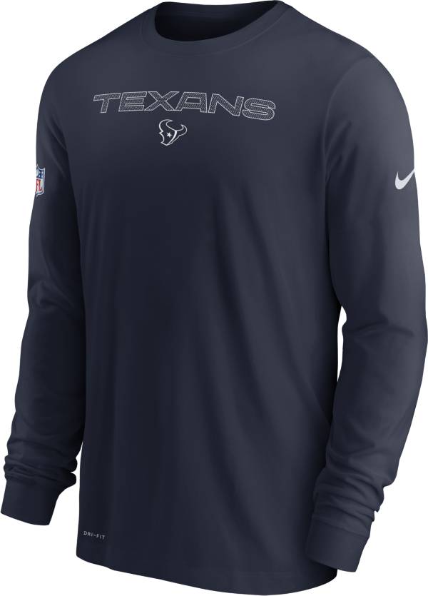 Nike Men's Houston Texans Sideline Team Issue Navy Long Sleeve T-Shirt