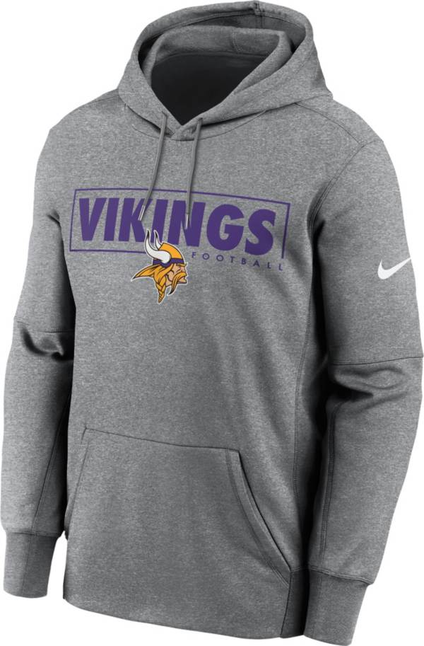 Nike Men's Minnesota Vikings Left Chest Therma-FIT Grey Hoodie