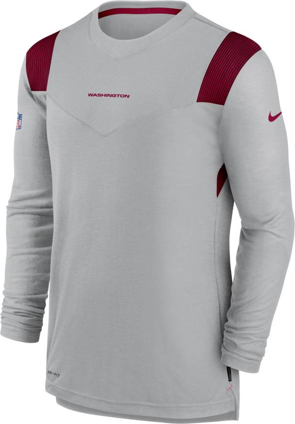 Nike Men's Washington Football Team Sideline Player Dri-FIT Long Sleeve Silver T-Shirt