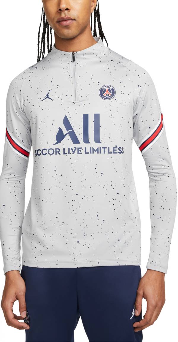 Jordan Paris Saint-Germain '21 Quarter-Zip Cement Pullover Training Shirt