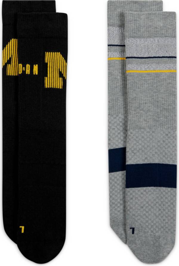 Jordan Men's Michigan Wolverines Multiplier 2-Pair Crew Socks