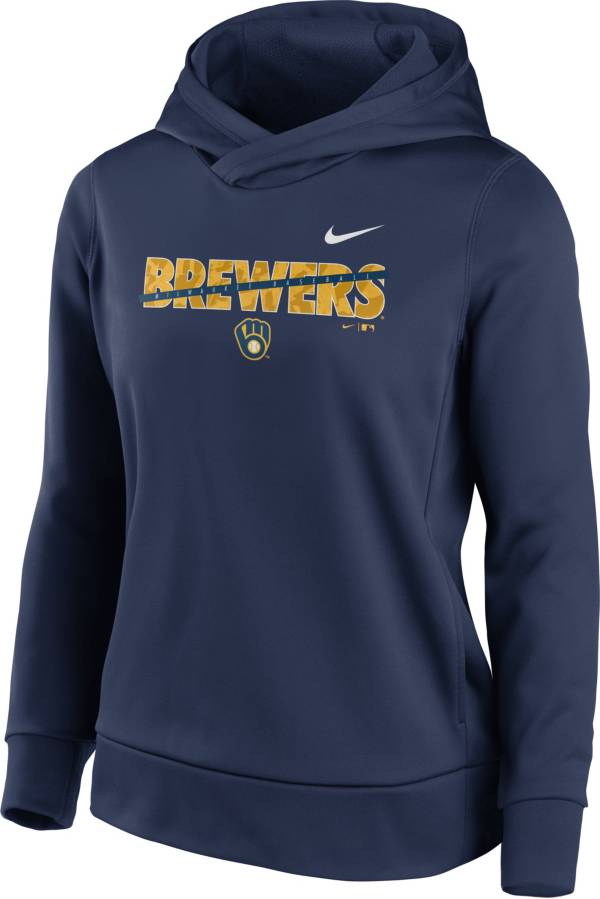 Nike Women's Milwaukee Brewers Midnight Navy Therma Pullover Hoodie