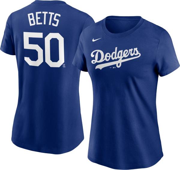 Nike Women's Los Angeles Dodgers Mookie Betts #50 Dodger Blue T-Shirt