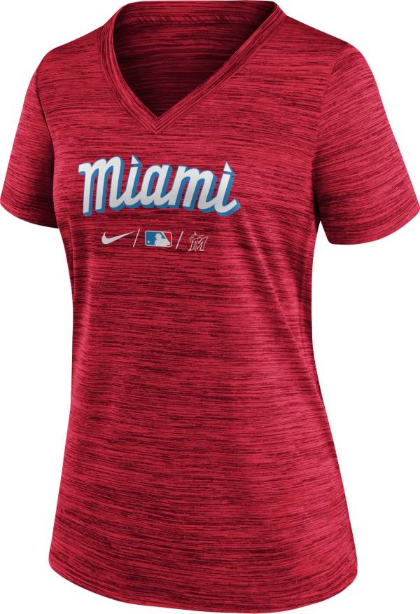 Nike Women's Miami Marlins 2022 City Connect Velocity V-Neck T-Shirt