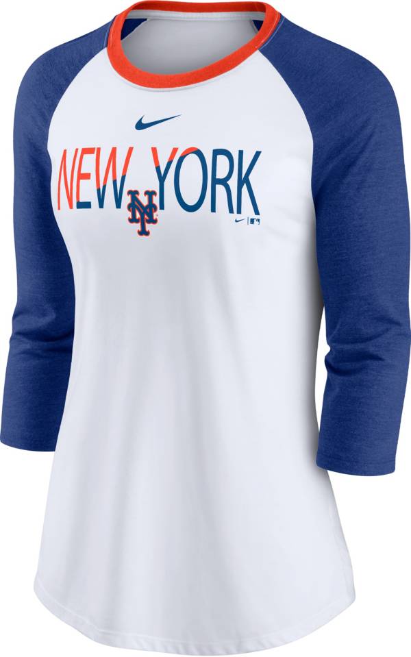 Nike Women's New York Mets Blue Raglan Three-Quarter Sleeve Shirt