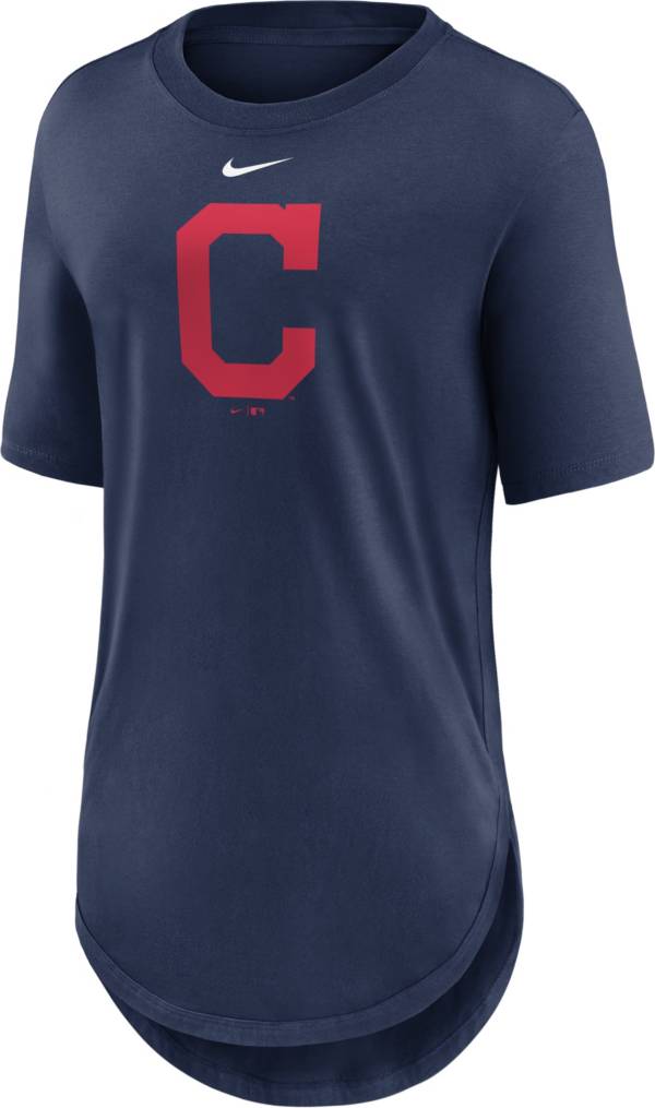 Nike Women's Cleveland Indians Navy Longline Logo T-Shirt