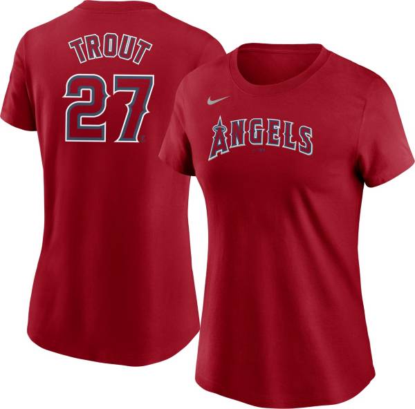 Nike Women's Los Angeles Angels Mike Trout #27 Red T-Shirt