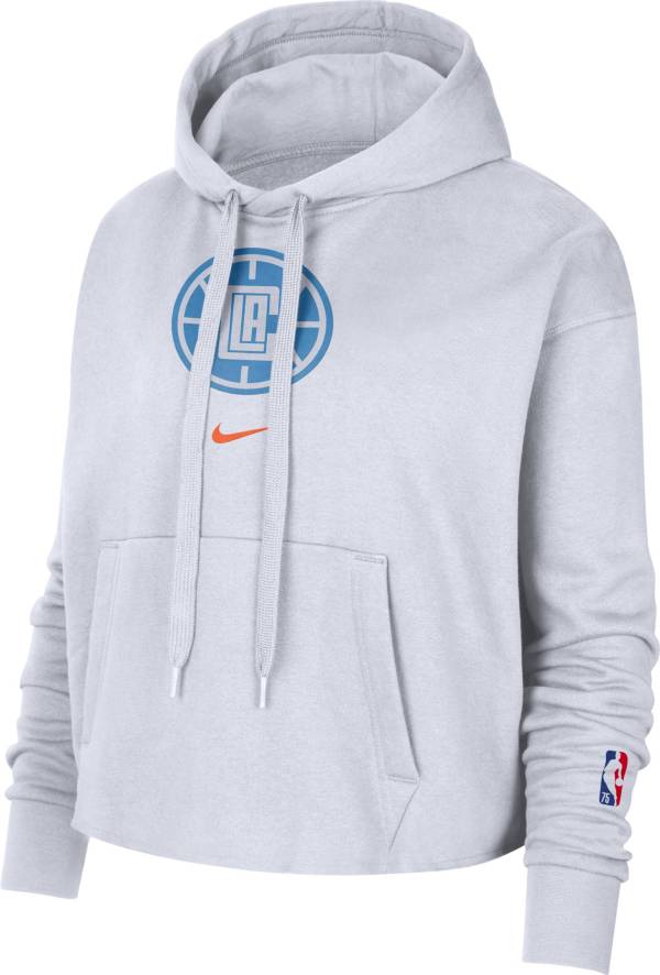 Nike Women's 2021-22 City Edition Los Angeles Clippers White Essential Cropped Pullover Hoodie