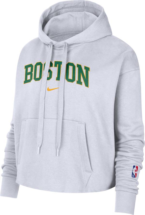 Nike Women's 2021-22 City Edition Boston Celtics White Essential Cropped Pullover Hoodie