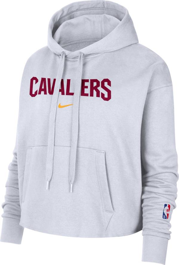 Nike Women's 2021-22 City Edition Cleveland Cavaliers White Essential Cropped Pullover Hoodie