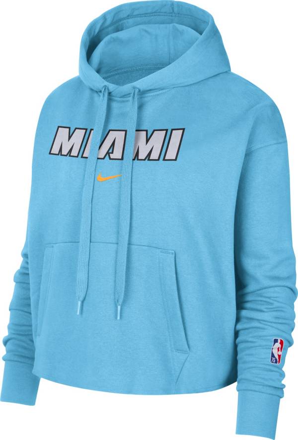 Nike Women's 2021-22 City Edition Miami Heat Blue Essential Cropped Pullover Hoodie