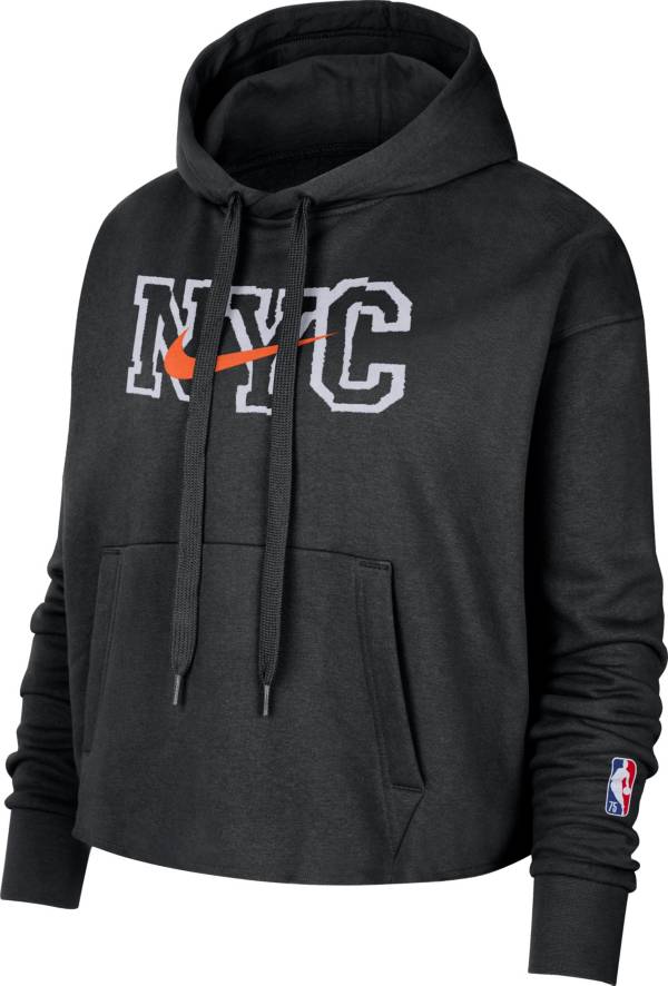 Nike Women's 2021-22 City Edition New York Knicks Black Essential Cropped Pullover Hoodie