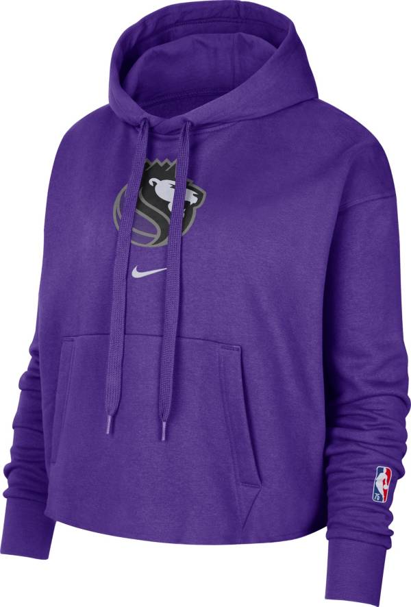 Nike Women's 2021-22 City Edition Sacramento Kings Purple Essential Cropped Pullover Hoodie