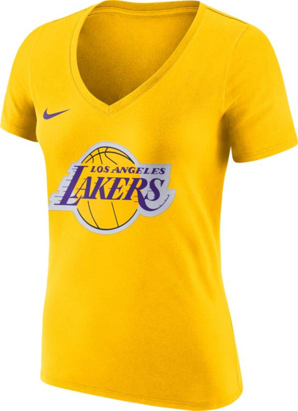 Nike Women's Los Angeles Lakers Yellow Dri-Fit V-Neck T-Shirt