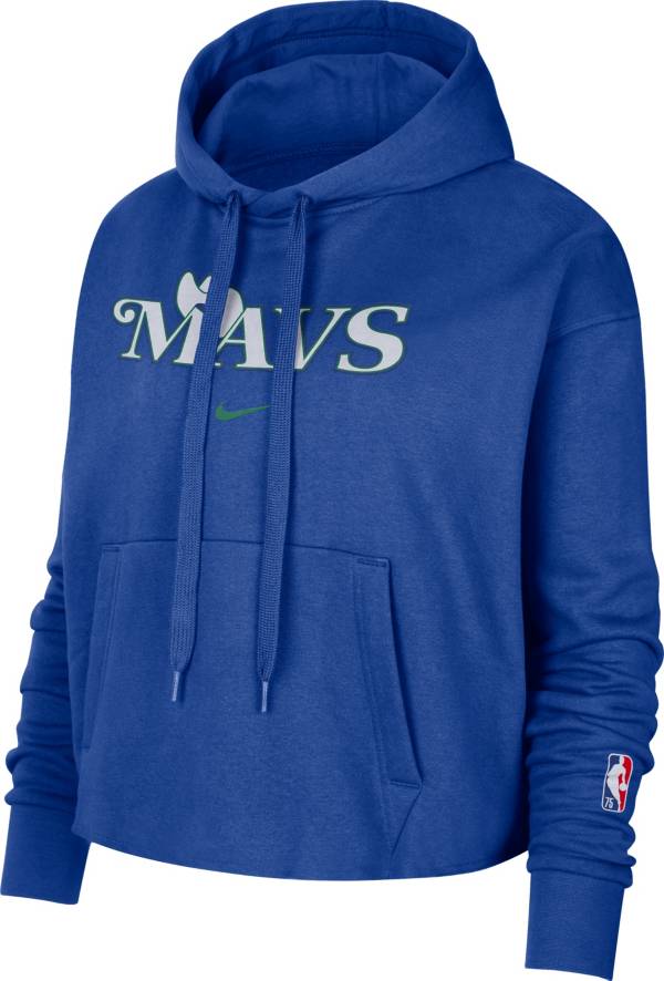 Nike Women's 2021-22 City Edition Dallas Mavericks Blue Essential Cropped Pullover Hoodie