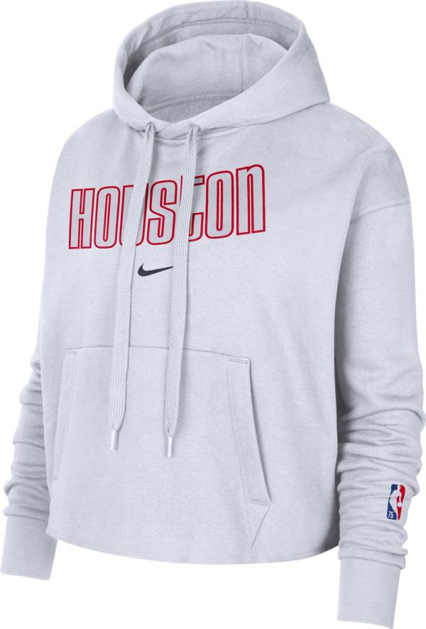 Nike Women's 2021-22 City Edition Houston Rockets White Essential Cropped Pullover Hoodie