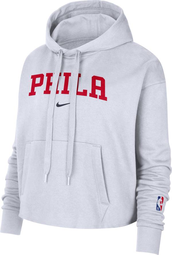 Nike Women's 2021-22 City Edition Philadelphia 76ers White Essential Cropped Pullover Hoodie