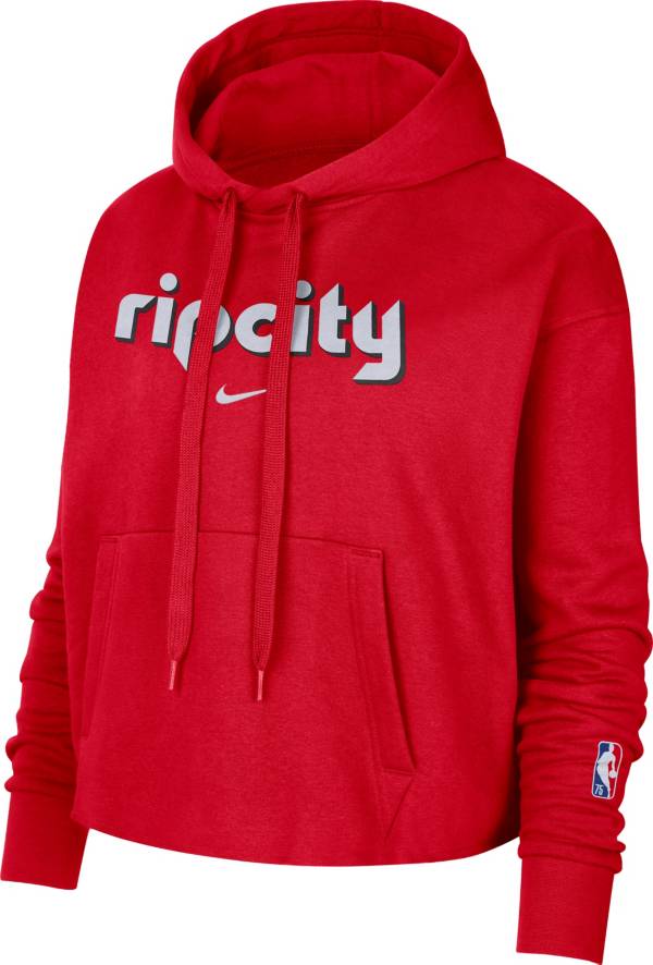 Nike Women's 2021-22 City Edition Portland Trail Blazers Red Essential Cropped Pullover Hoodie