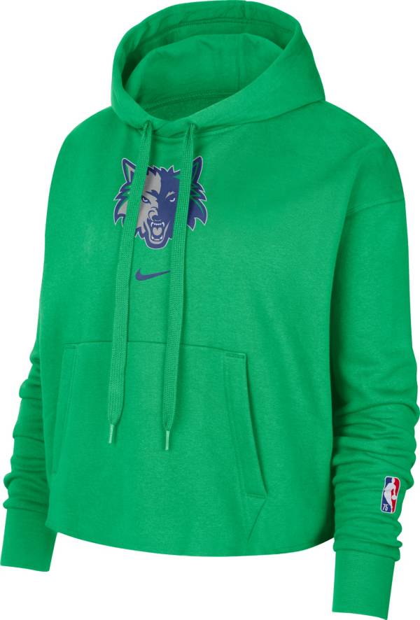 Nike Women's 2021-22 City Edition Minnesota Timberwolves Green Essential Cropped Pullover Hoodie