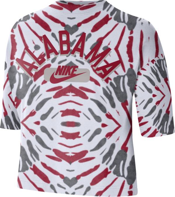 Nike Women's Alabama Crimson Tide White Tie-Dye Boxy Festival T-Shirt