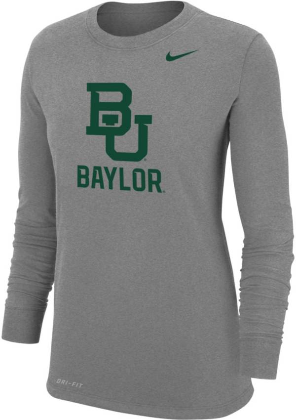 Nike Women's Baylor Bears Grey Dri-FIT Core Cotton Long Sleeve T-Shirt