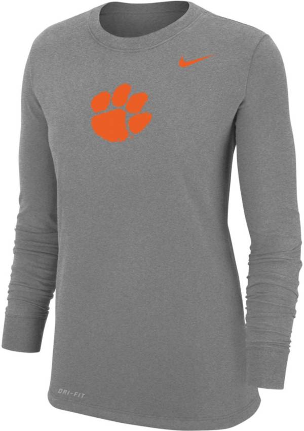 Nike Women's Clemson Tigers Grey Dri-FIT Cotton Long Sleeve T-Shirt