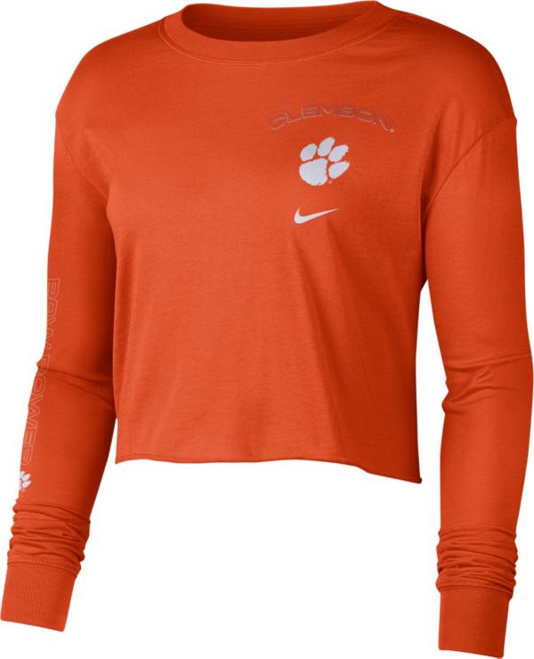 Nike Women's Clemson Tigers Orange Long Sleeve Crop Sweatshirt