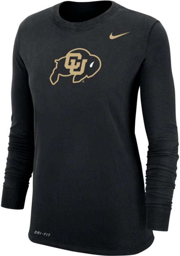 Nike Women's Colorado Buffaloes Dri-FIT Cotton Long Sleeve Black T-Shirt