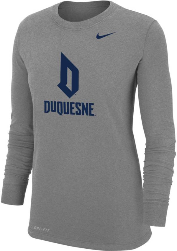 Nike Women's Duquesne Dukes Grey Dri-FIT Core Cotton Long Sleeve T-Shirt