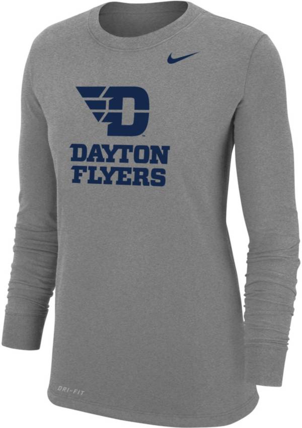 Nike Women's Dayton Flyers Grey Dri-FIT Core Cotton Long Sleeve T-Shirt