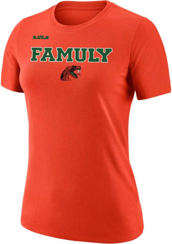 Nike x LeBron James Women's Florida A&M Rattlers Orange Basketball 'Famuly' Dri-FIT Cotton T-Shirt