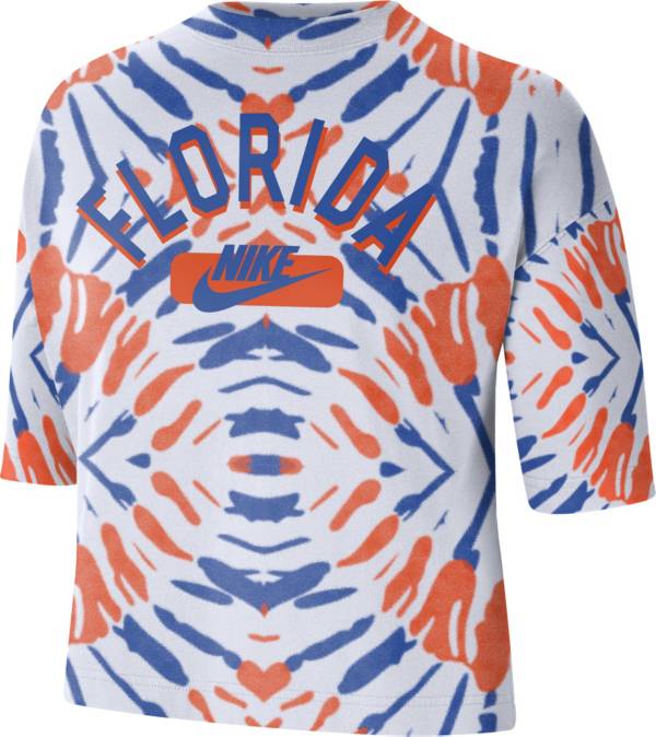 Nike Women's Florida Gators White Tie-Dye Boxy Festival T-Shirt