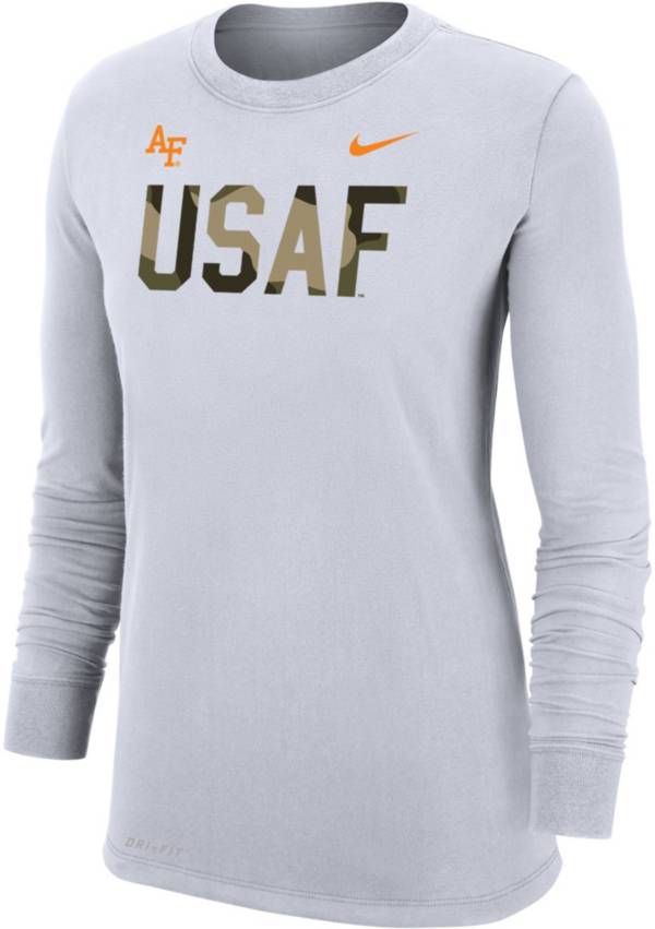 Nike Women's Air Force Falcons Rivalry Dri-FIT Cotton Long Sleeve White T-Shirt