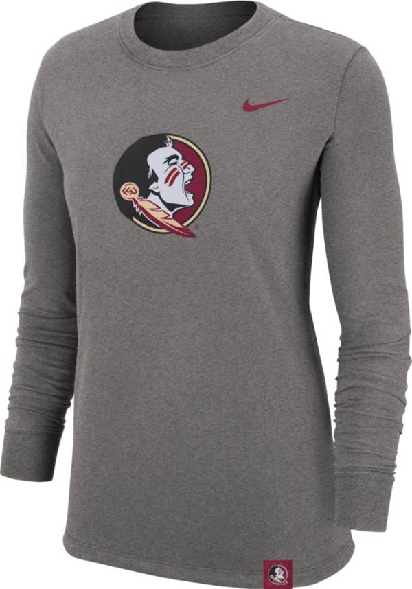 Nike Women's Florida State Seminoles Grey Dri-FIT Crew Cuff Long Sleeve T-Shirt