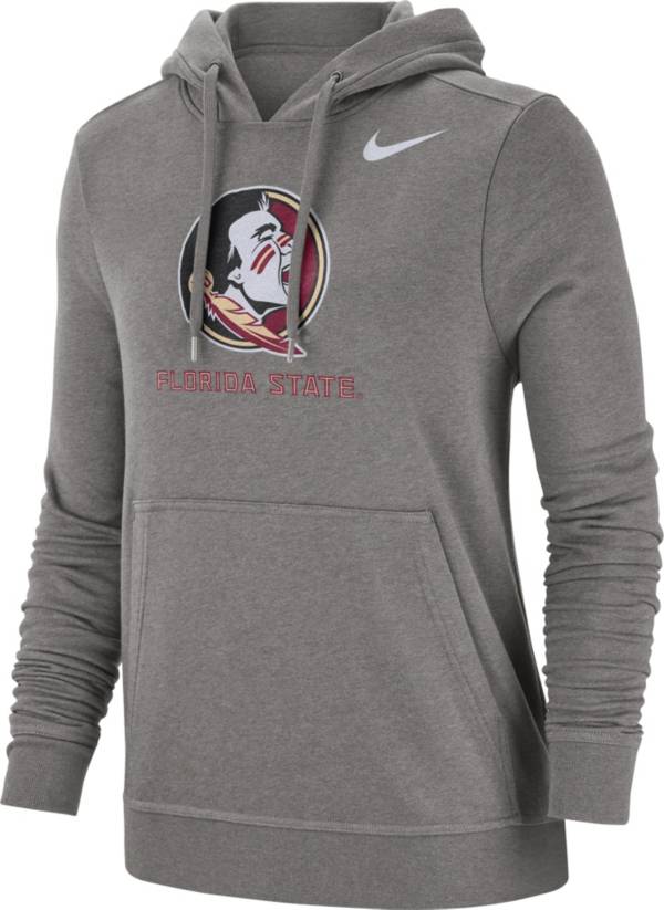 Nike Women's Florida State Seminoles Grey Club Fleece Pullover Hoodie