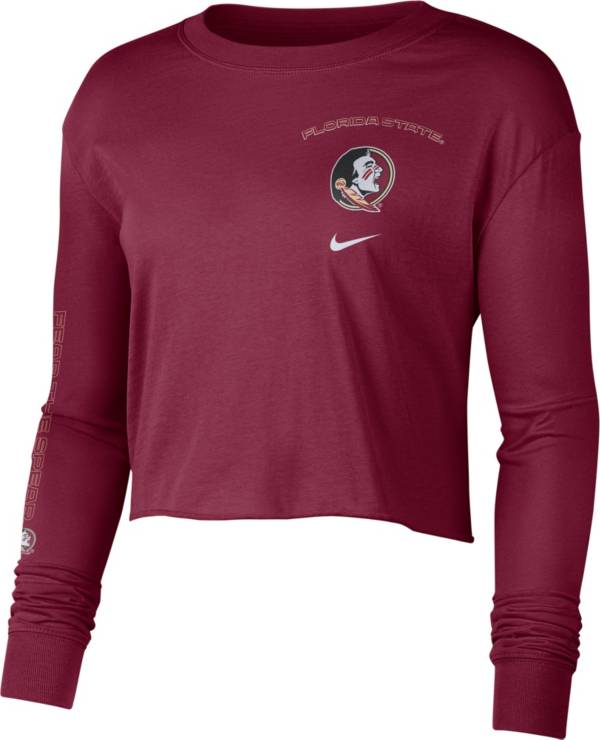 Nike Women's Florida State Seminoles Garnet Long Sleeve Crop Sweatshirt
