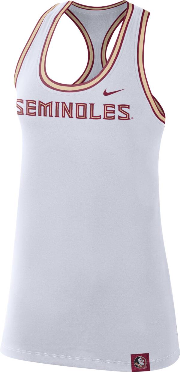 Nike Women's Florida State Seminoles Dri-FIT Cotton Racer White Tank Top