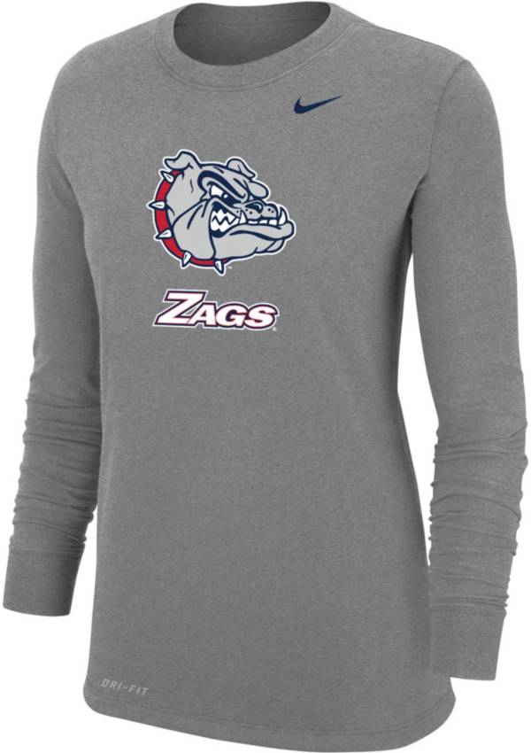 Nike Women's Gonzaga Bulldogs Grey Dri-FIT Core Cotton Long Sleeve T-Shirt