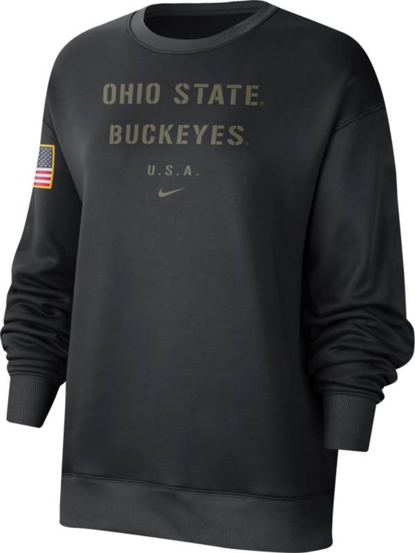 Nike Women's Ohio State Buckeyes Black Therma Military Appreciation Crew Neck Sweatshirt