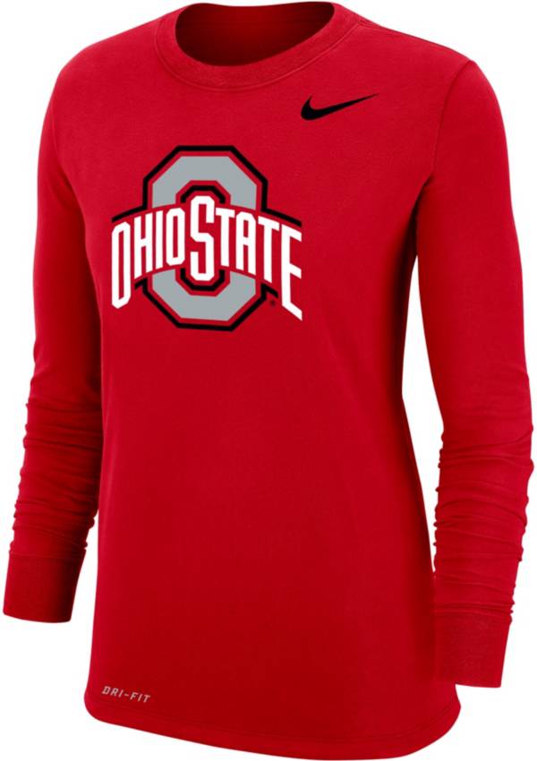 Nike Women's Ohio State Buckeyes Scarlet Dri-FIT Cotton Long Sleeve T-Shirt product image