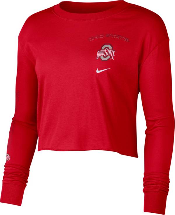 Nike Women's Ohio State Buckeyes Scarlet Long Sleeve Crop Sweatshirt